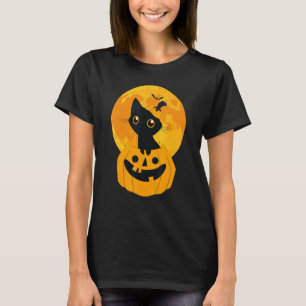 Camiseta Gatinho Preto do Dia das Bruxas Chapéu de Bruxa Ab