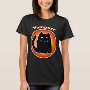 Camiseta Gatinho Preto do Halloween Vampiro Drácula Vampurr