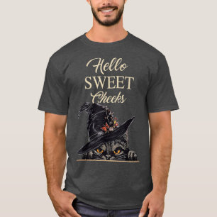 Camiseta Gatinho Preto Engraçado Bonito Olá Gatinho Preto D