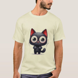Camiseta Gatinho Preto Fofo com Olhos Saltados Surpresa ✨🐾