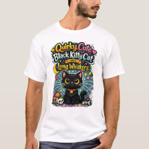 Gatinho Preto Fofo e Excêntrico com Bigodes Longos