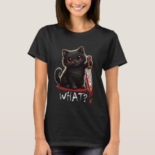 Camiseta Gatinho Preto Qual Gato Fofo Humor Sinistro Tema