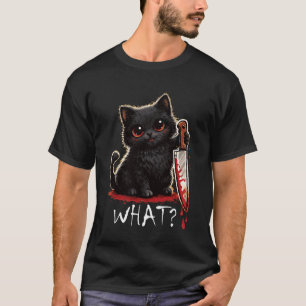 Camiseta Gatinho Preto Que Gato Fofo Humor Sinistro Tema Lo