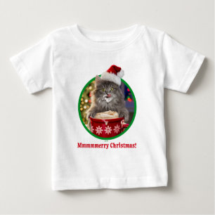 Camiseta Gatinho quente do cacau do Natal bonito