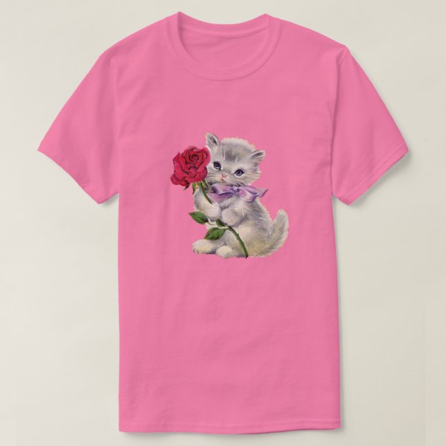 Camiseta Gatinho retrô (Frente do Design)