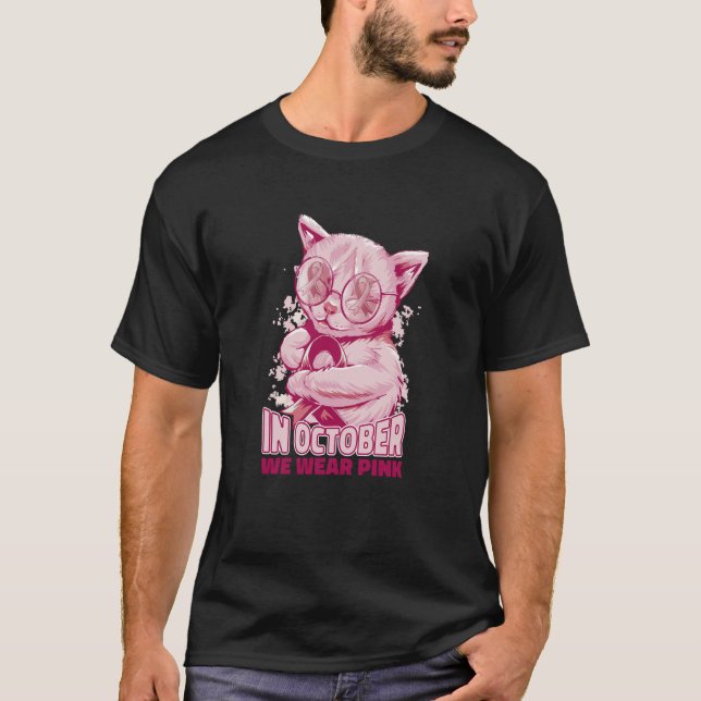 Camiseta Gatinho rosa de outubro bonito (Frente)