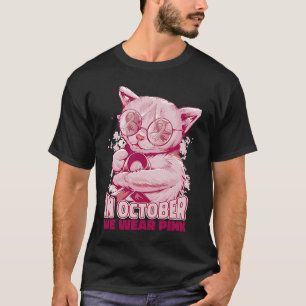 Camiseta Gatinho rosa de outubro bonito