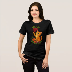 Camiseta Gatinho Ruivo Jovial com Uvas