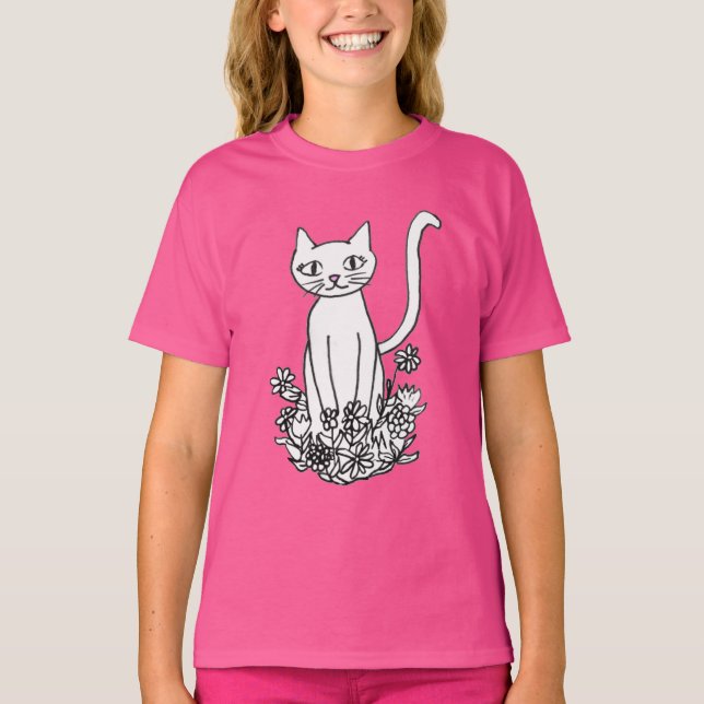 Camiseta Gatinho Sentado Bonito (Frente)