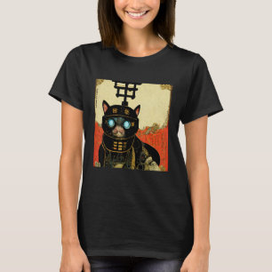 Camiseta Gatinho Steampunk Cyberpunk Ukiyo e estilo japonês