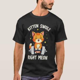 Camiseta Gatinho Swole Agora Mesmo Gato Levantador de Peso