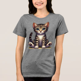 Camiseta Gatinho Tabby Adorável Com Olhos Azuis