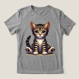 Camiseta Gatinho Tabby Adorável Com Olhos Azuis