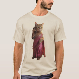 Camiseta Gatinho Talkative em um Sari - Moda se diverte