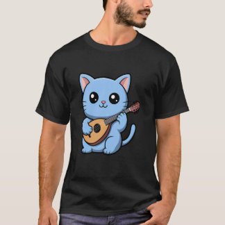 Camiseta Gatinho Tocador de Bandolim Tocando Bandolim Gatin
