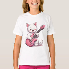 Camiseta Gatinho Tocando Guitarra