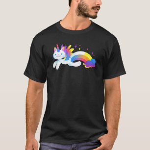 Camiseta Gatinho Unicórnio Arco-Íris - Voando Unigato Catic