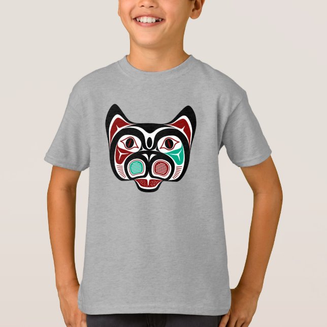 Camiseta Gatinho Vermelho Branco da Costa do Pacífico Noroe (Frente)