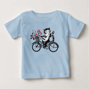 Camiseta Gatinho Vintage Andando de Bicicleta