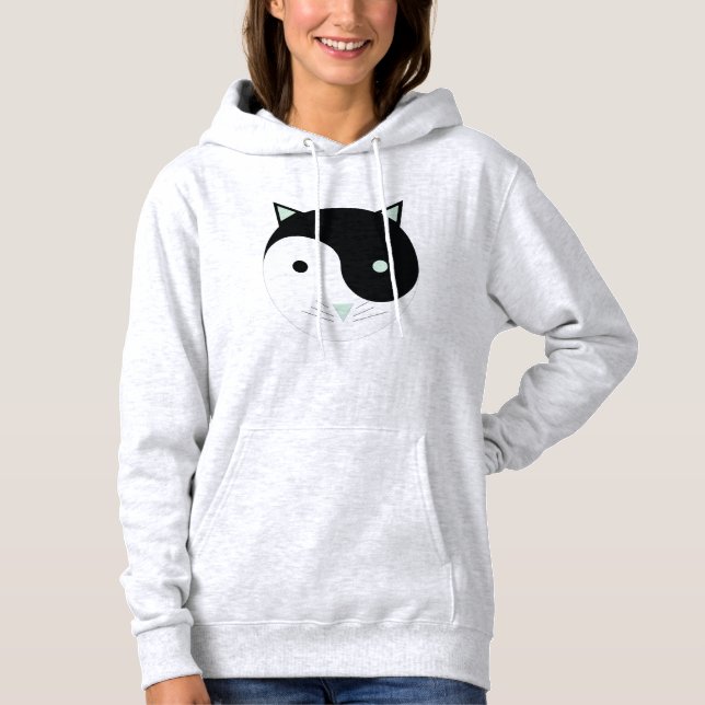 Camiseta Gatinho Yin Yang com verde, preto e branco da Casa (Frente)