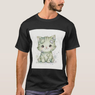 Camiseta Gatinho Zumbi Fofo de Halloween