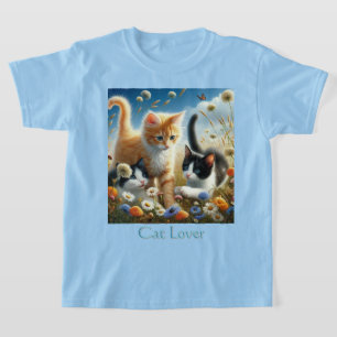 Camiseta Gatinhos Brincando no Jardim Amante de Gatos 