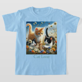 Camiseta Gatinhos Brincando no Ventilador de Gato de Jardim