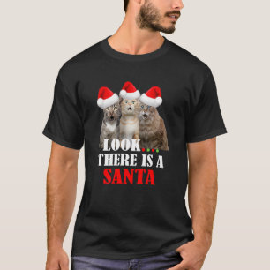 Camiseta Gatinhos com Papai Noel Feliz Natal Gato
