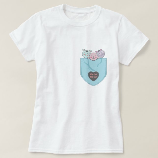 Camiseta Gatinhos de bolso (Frente do Design)