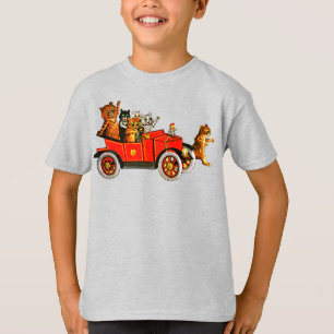 Camiseta Gatinhos de Cartoon Engraçados Vintage em Carro Cl
