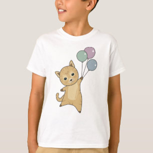 Camiseta Gatinhos de Gato Balões de Cachorros Crianças de A