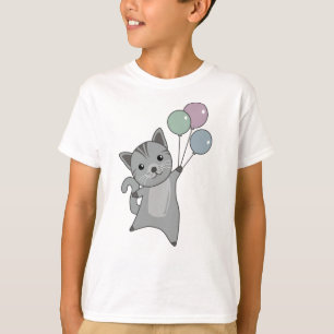Camiseta Gatinhos de Gato Balões de Cachorros Crianças de A
