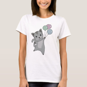 Camiseta Gatinhos de Gato Balões de Cachorros Crianças de A