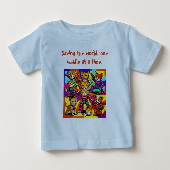 Camiseta gatinhos - Diversão de Cachorrinhos de Algodão (Frente)