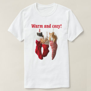 Camiseta Gatinhos do Natal nas meias