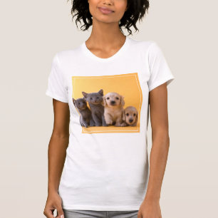 Camiseta Gatinhos do russo e filhotes de cachorro azuis do