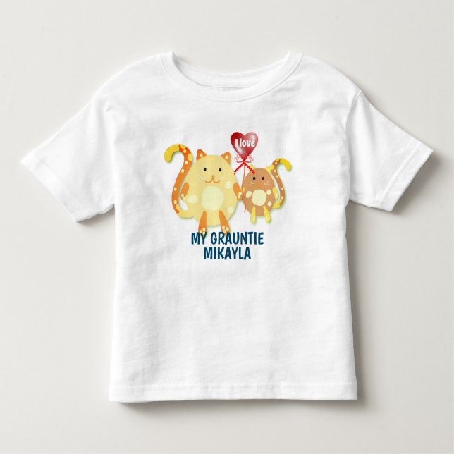 Camiseta Gatinhos e Coração "Eu amo minha Grauntie!" (Frente)