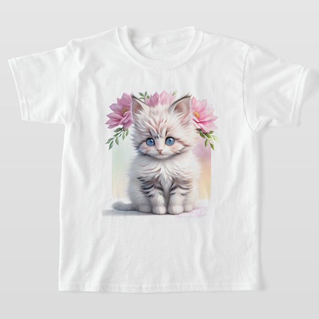 Camiseta Gatinhos e Flores (Postura )