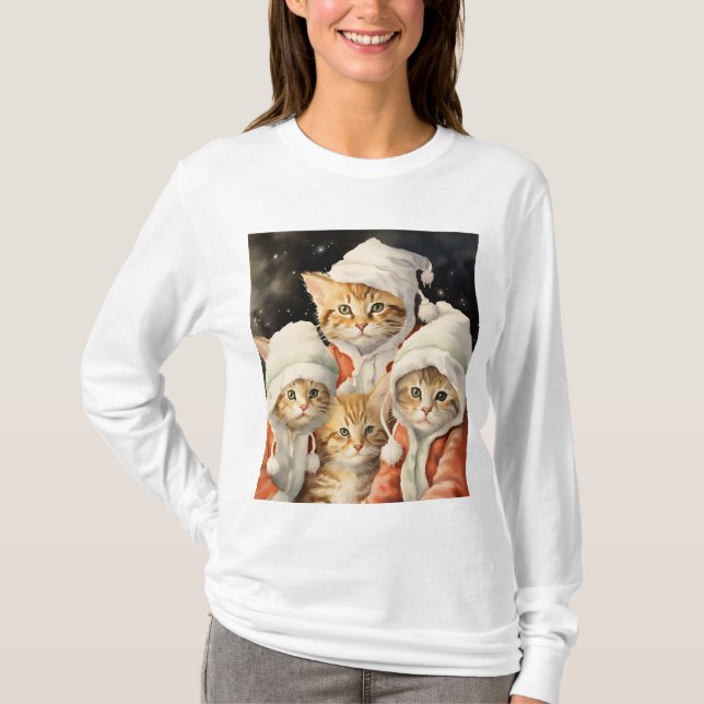 Camiseta Gatinhos festivos (Frente)
