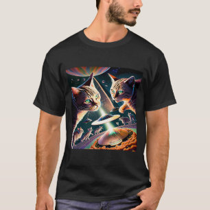 Camiseta Gatinhos Galáxicos Gato OVNI No Espaço 20