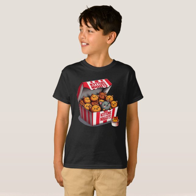 Camiseta Gatinhos Nuggets Comida Pun Gift Gift (Frente Completa)