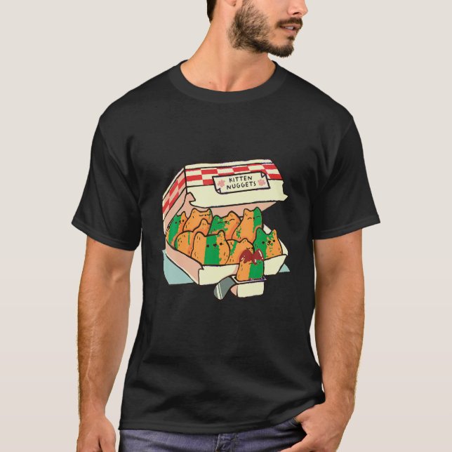 Camiseta Gatinhos Nuggets Comida Rápida Impressão de Gráfic (Frente)