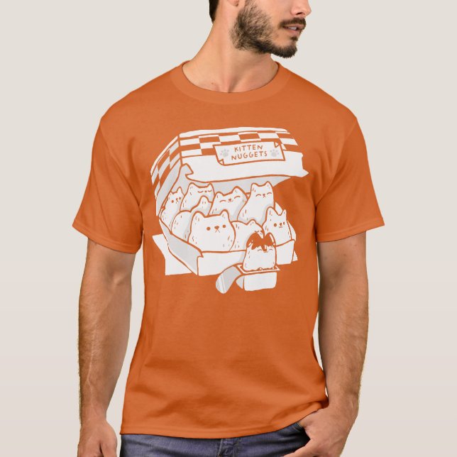 Camiseta Gatinhos Nuggets de Comida rápida Gato preto e bra (Frente)