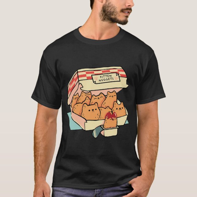 Camiseta Gatinhos Nuggets De Gato De Comida Rápida E Nugget (Frente)