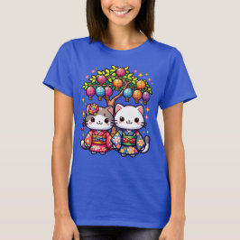 Camiseta Gatinhos Tanabata em Quimonos