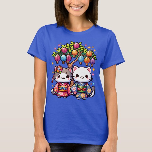 Camiseta Gatinhos Tanabata em Quimonos (Frente)