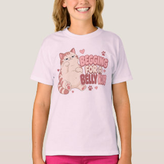 Camiseta Gatito Engraçado Pedindo um Beliscão na Barriga |