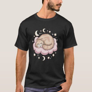 Camiseta Gatito escapismo caprichoso durmiendo en una nube