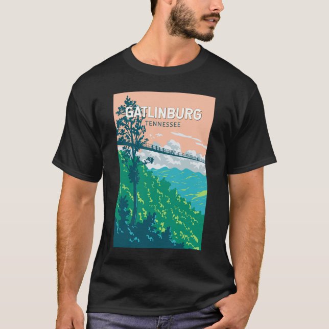 Camiseta Gatlinburg Tennessee Illustração Viagem Art (Frente)