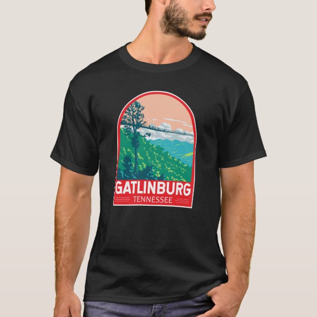 Camiseta Gatlinburg Tennessee Travel Art Emblem (Frente)